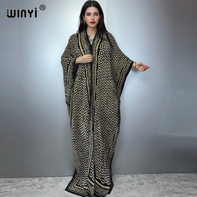 

WINYI Pleated loose cardigan Beach Wear Cover Up over garment muslim fashion coat abaya dubai luxury عبايات evening dress kimono