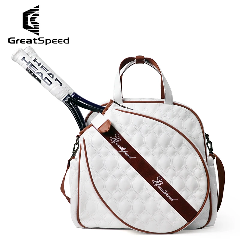 Great Speed Waterproof Tennis Racquet Bag PU Design Racket Sport Tennis Bag  Max for 2 Racquets