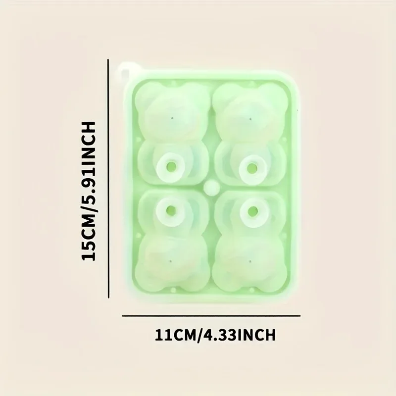 Silicone Material 3D Bear Shaped Ice Mold For Whiskey Cocktail Cooler Making DIY Bar Kitchen Tool Supplies