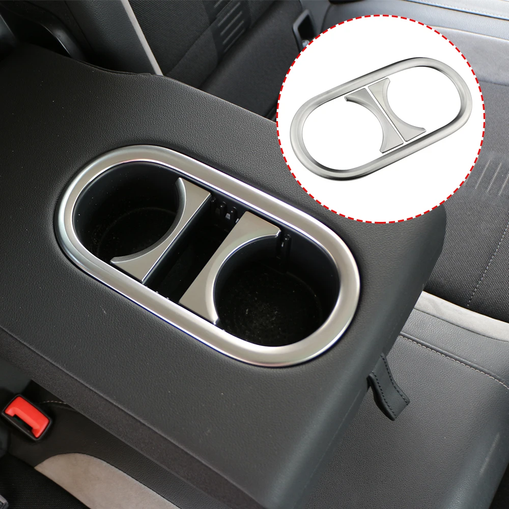 Car Rear Water Cup Holder Frame Trim for Volkswagen T-Roc Troc T-Cross Tcross 2018-2022 Back Seat Cup Holder Cover Accessories