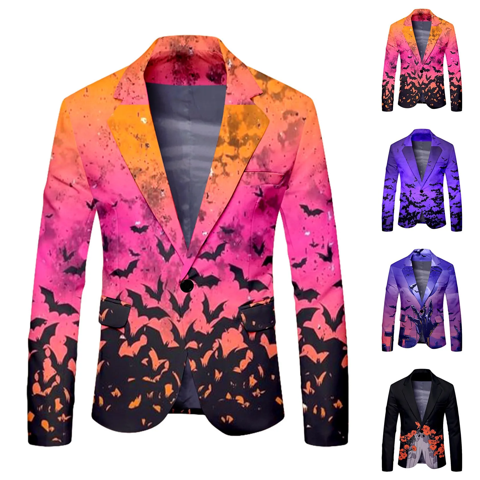 Bat Harajuku Sleeve For Luxury Jacket Clothing Fashion Men\'s 3D Halloween Man Tops Men\'s print Men Abstract blazer coats Long