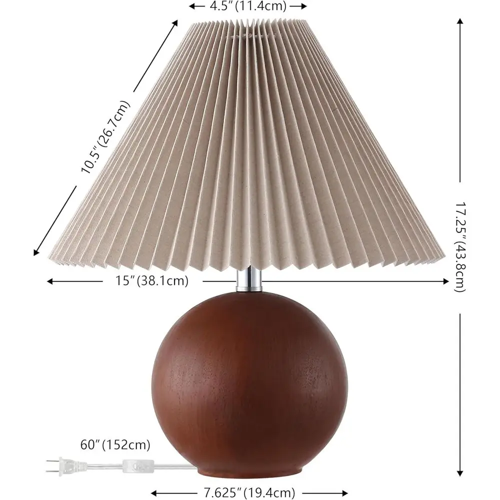 Rory Walnut Resin Table Lamp Set of 2, 17 Accent Lights with Fabric Shades, E26 Bulb Compatible view 3