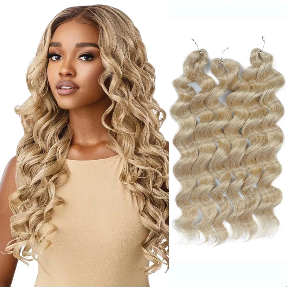 

3Pcs/lot Blonde Color Synthetic Hair Crochet Hair Extensions 26 Inch Curly Crochet Braiding Hair Extensions For All Seasons