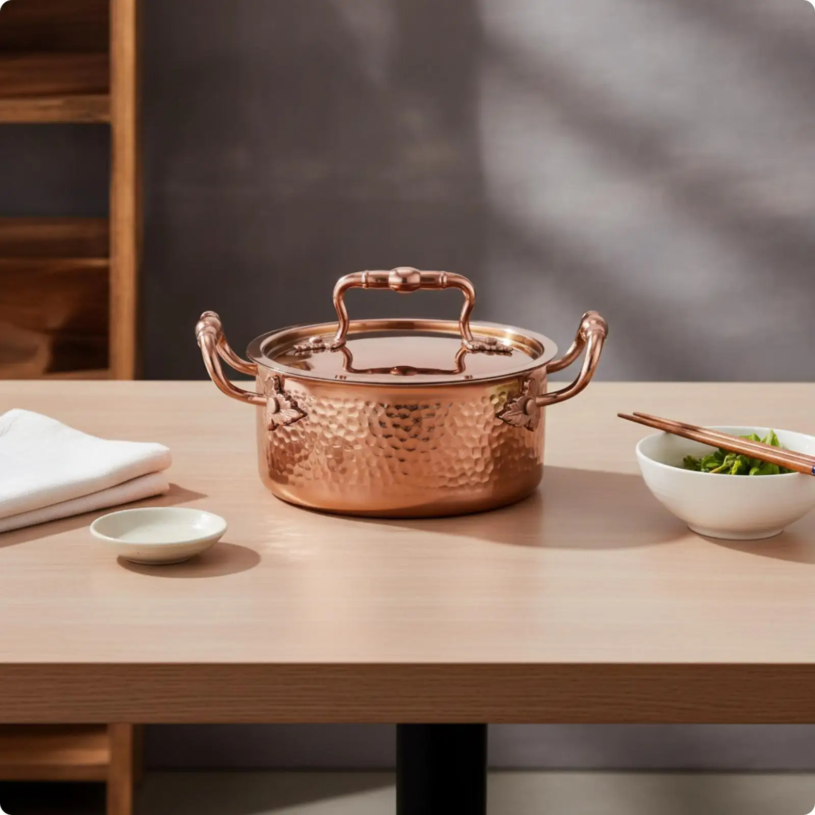 Durable 304 Stainless Steel Cooking Vessel Round Base Hot Pot with Lid for Individual Dining Table Use