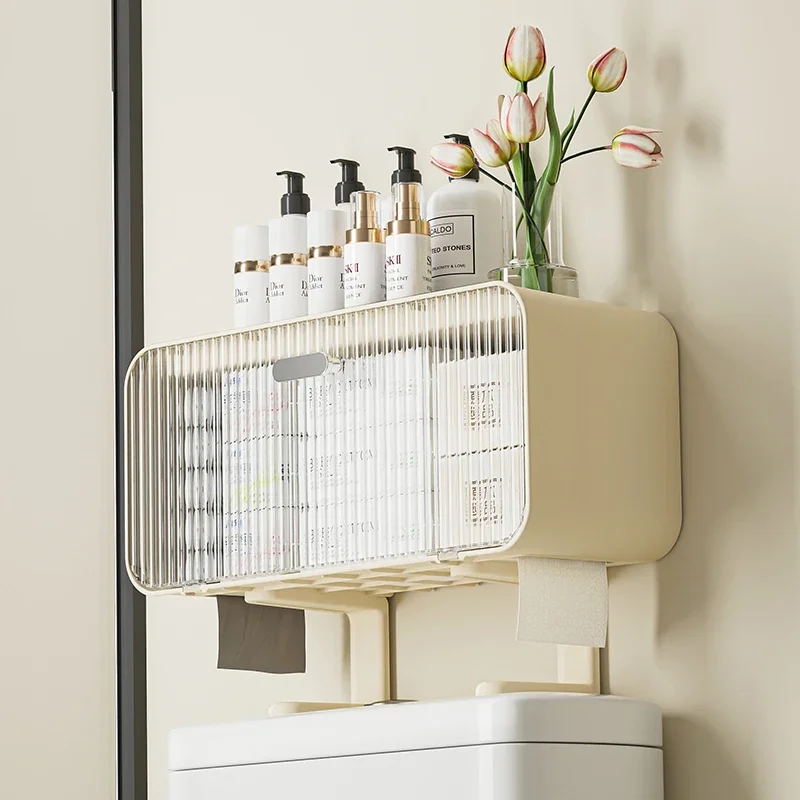 

Toilet Shelf with Large Capacity, Multi-functional Wall-mounted Bathroom organizer Box without Drilling Bath room organizer Rack