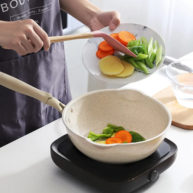 Durable Maifan Stone Non-Stick Deep Frying Pan Home Steak Pancake Cooking Pots Skillet Saucepan Kitchen Cookware Utensils