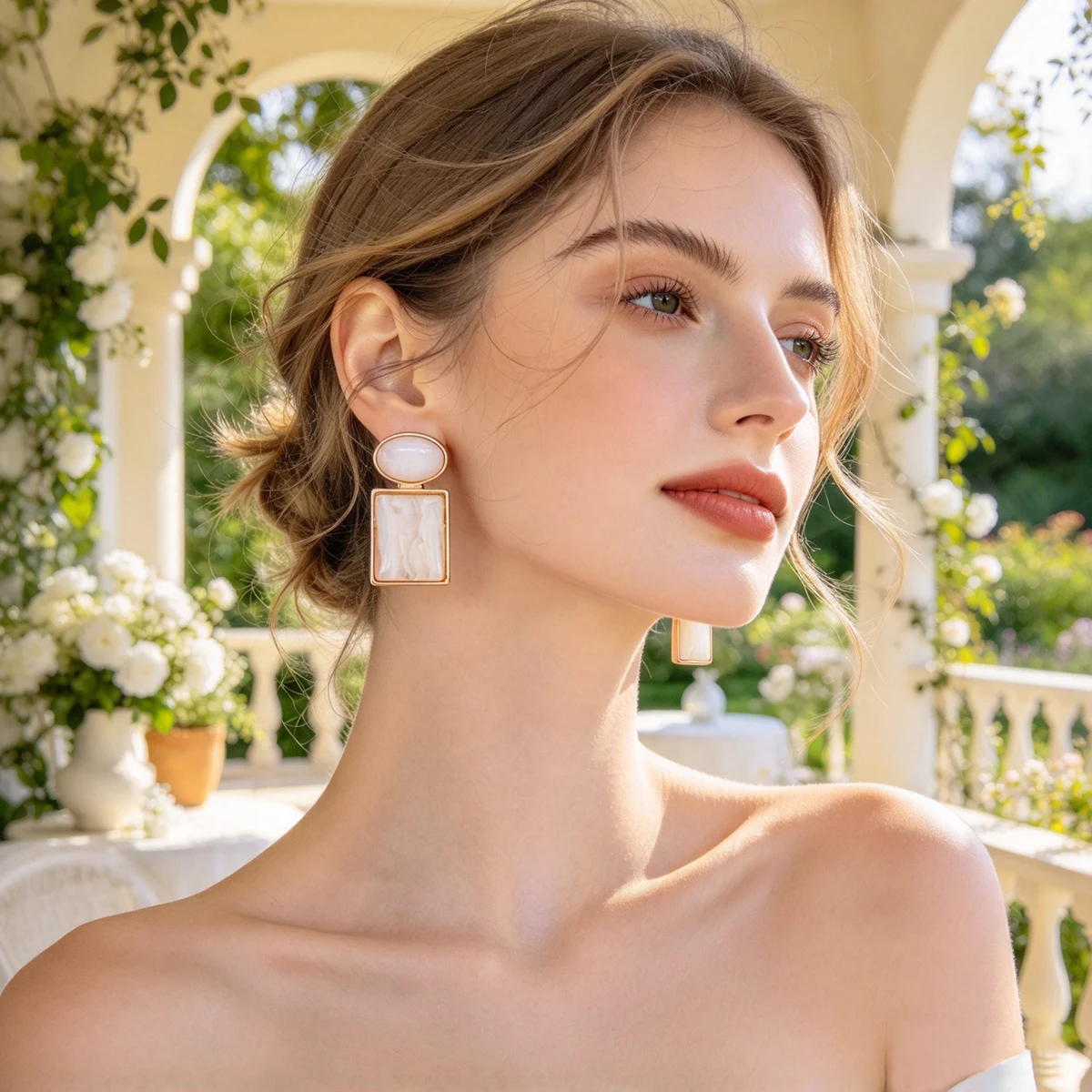 Trendy Multi Color Acrylic Resin Stud Earrings For Women Temperament Alloy Plated Daily Fashion Elegant Female Jewelry Gift