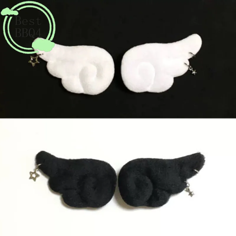 (BBQ4)1 Pair Mini Plush Angel Wings Brooch Simulation Feathers DIY Doll Clothes Decorative Material Handmade Accessories