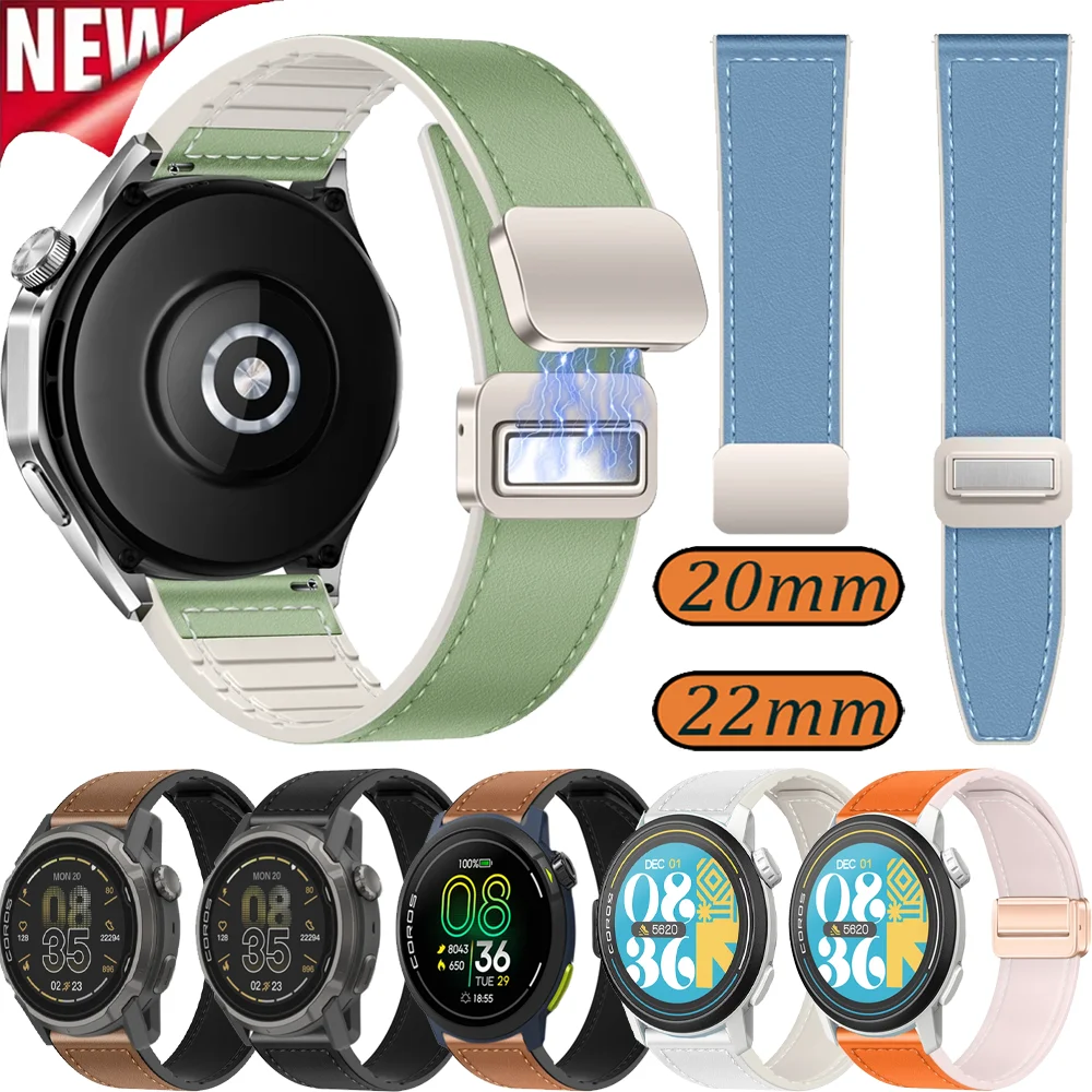 20/22 مللي متر سيليكون + حزام من الجلد ل Suunto العمودي 2-1/السباق 2-S/تشغيل سوار زر مغناطيسي ل COROS PACE Pro/APEX 4 42 مللي متر الفرقة #1
