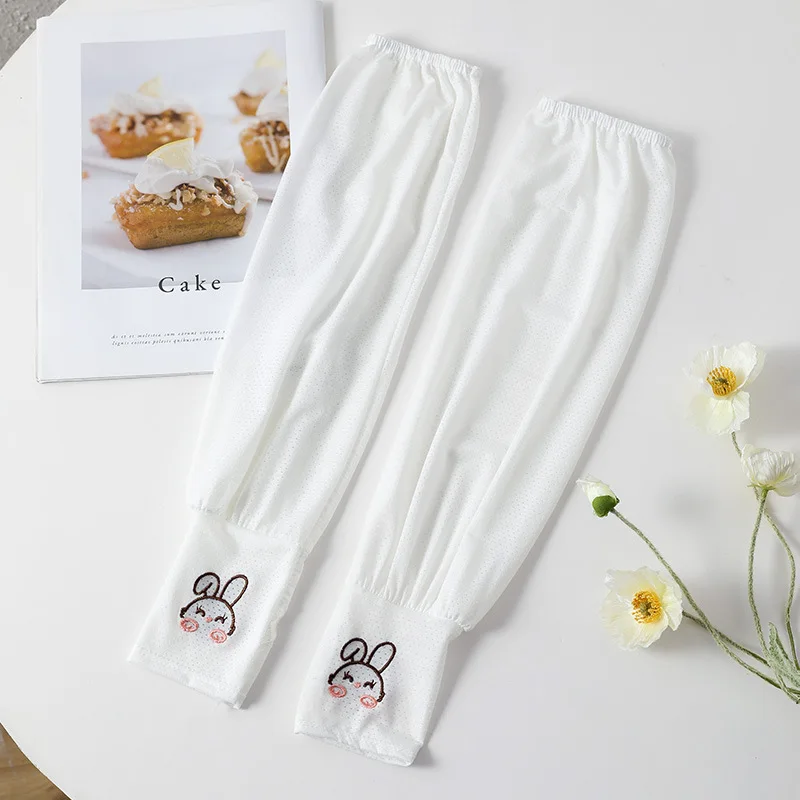 الصيف المرأة الحرير الجليد تنفس شبكة الموسع فضفاض في الهواء الطلق واقية من الشمس كم الكرتون الأرنب واقية من الشمس الجليد الأكمام