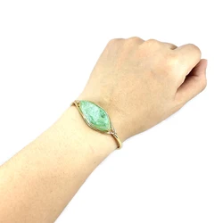 Natural Stone Cuff Bangle Bracelets Strawberry Citrine Smoky Quartz Crystal For Women Fashion Jewelry Charm Healing Gift