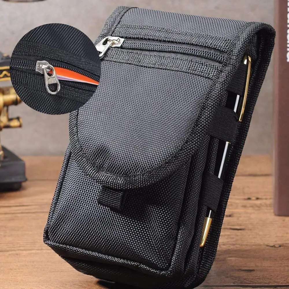 

Men Phone Holster Cellphone Loop Holster Belt Clip Waist Bag Running Travel Camping Phone Pouch Oxford Cloth Wallet Card Holder