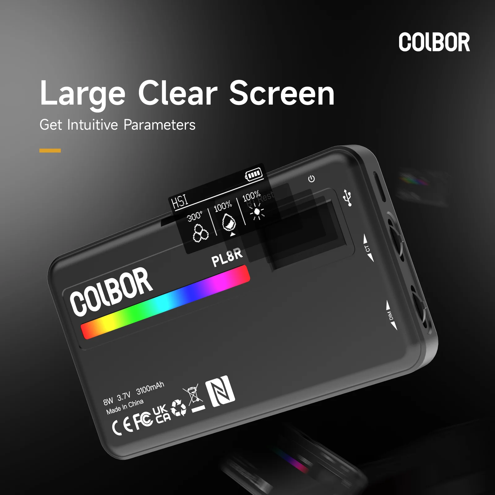 COLBOR PL8R II RGB Full Color Video Light Draagbare LED Camera Light Panel APP/NFC Controle DSLR Verlichting voor Vlog Fotografie