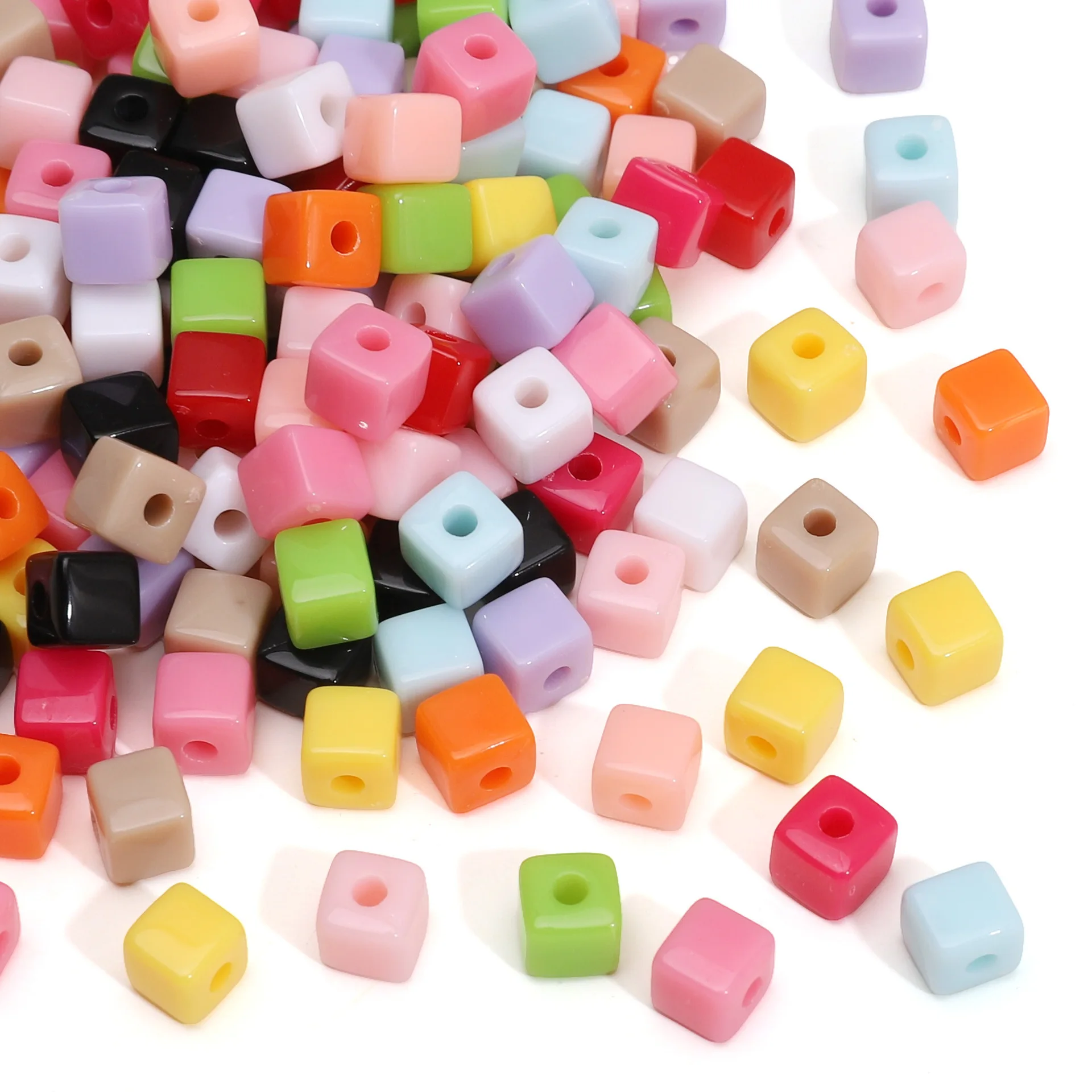 

700pcs/lot Acrylic Square Beads 5mm Colorful Large Hole Acrylic Beads Loose Spacer Bead For DIY Jewelry Making Bracelet Necklace