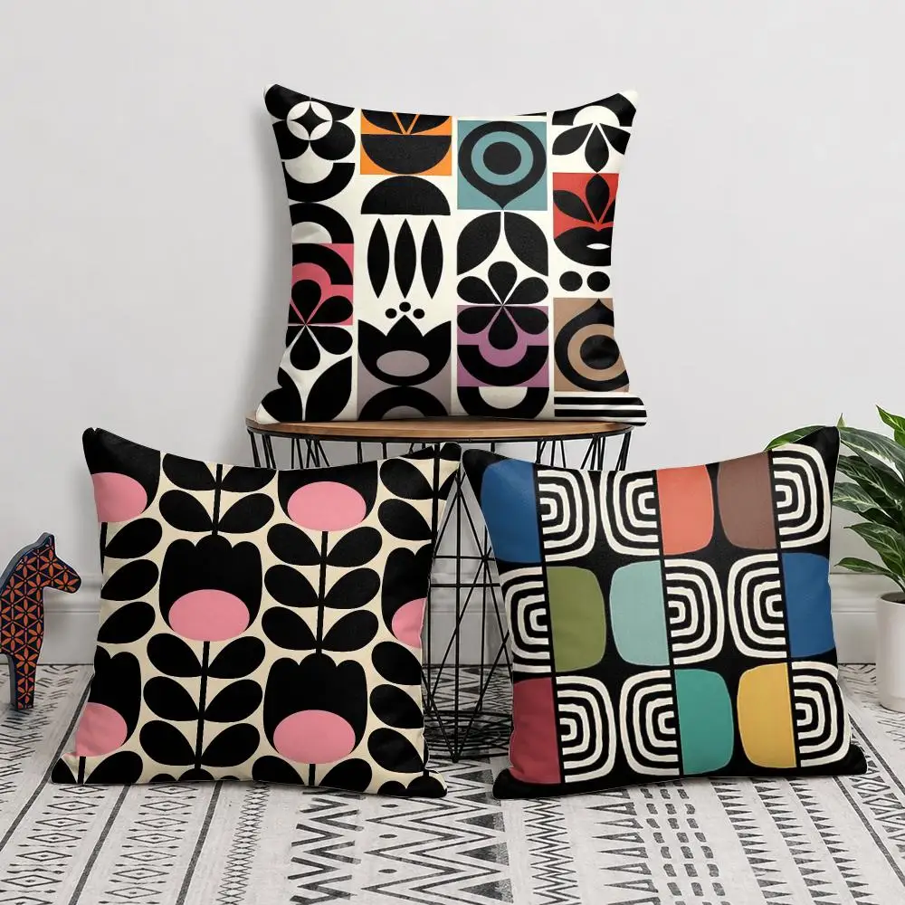 Modern Dark Geometric Design Cushion Cover Soft Short Plush Pillow Cover Smooth Cozy Texture Cushion Case Home Decor