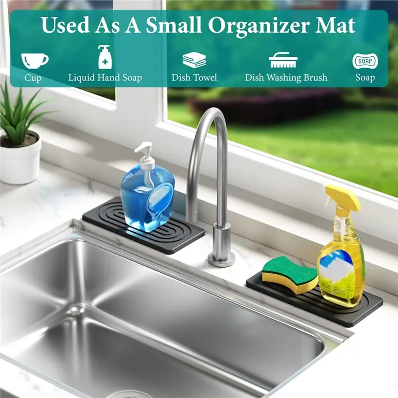 ABKW-Countertop Water-Absorbing Stone Tray, Quick-Drying Bath Bathroom Soap Dish Dispenser Vanity Organizer, Diatomite Material