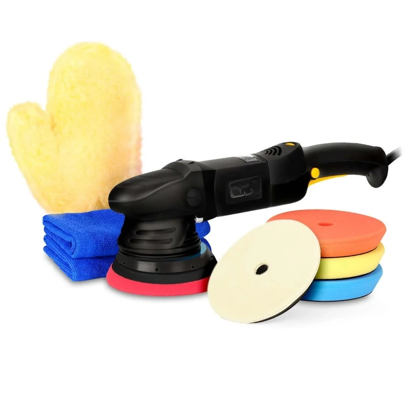 5Inch 125mm 15mm Dual action polisher DA Polisher Car Polisher &ampamp Polishing Pads Microfiber Towel Glove Set