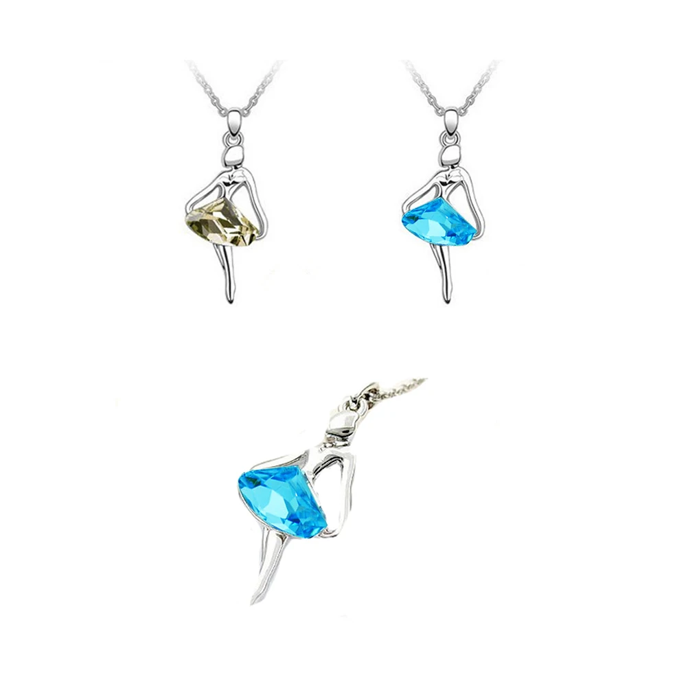 

Blue Alloy Ballet Dancer Pendant 45Cm 3.6X1.6Cm Women Ladies Alloy Pendant Necklace For Party Daily Wear Crystal