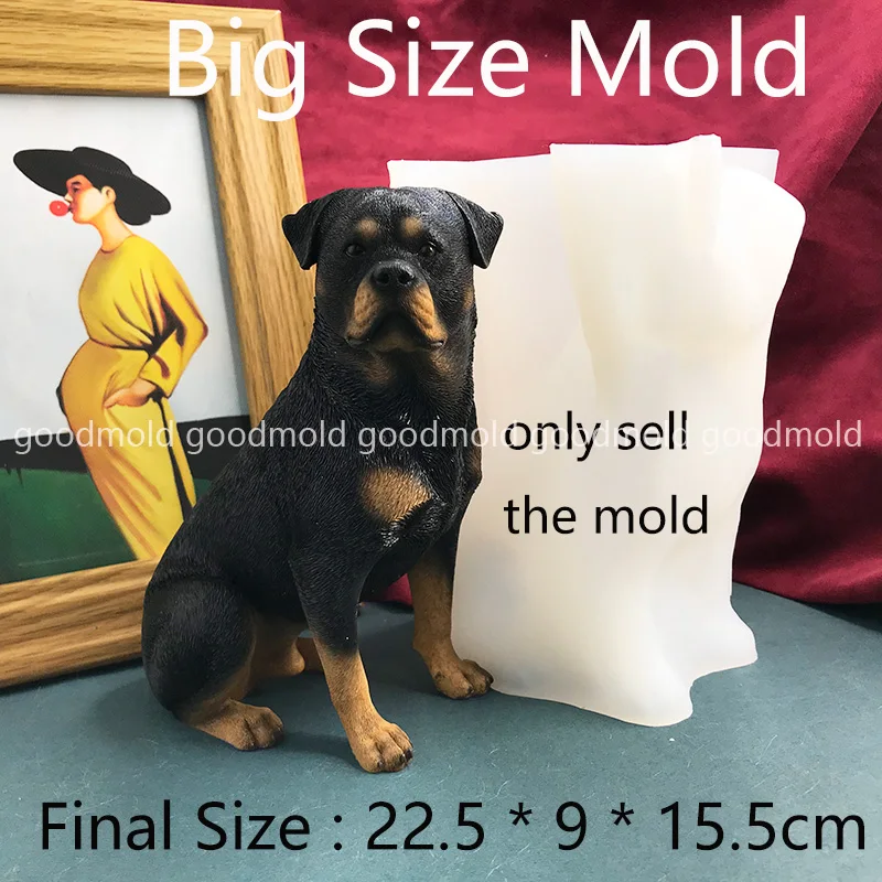 3D Rottweiler silikonowe formy aromaterapia tynk żywica epoksydowa forma dla psa DIY rzemiosło z gliny formy dla zwierząt — zdjęcie 6
