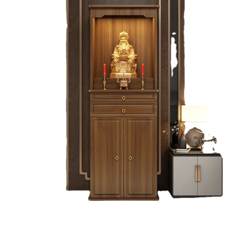 ZZXL Buddha Worship Clothes Closet New Chinese God of Wealth Burning Incense Worship Buddha Tribute Cabinet