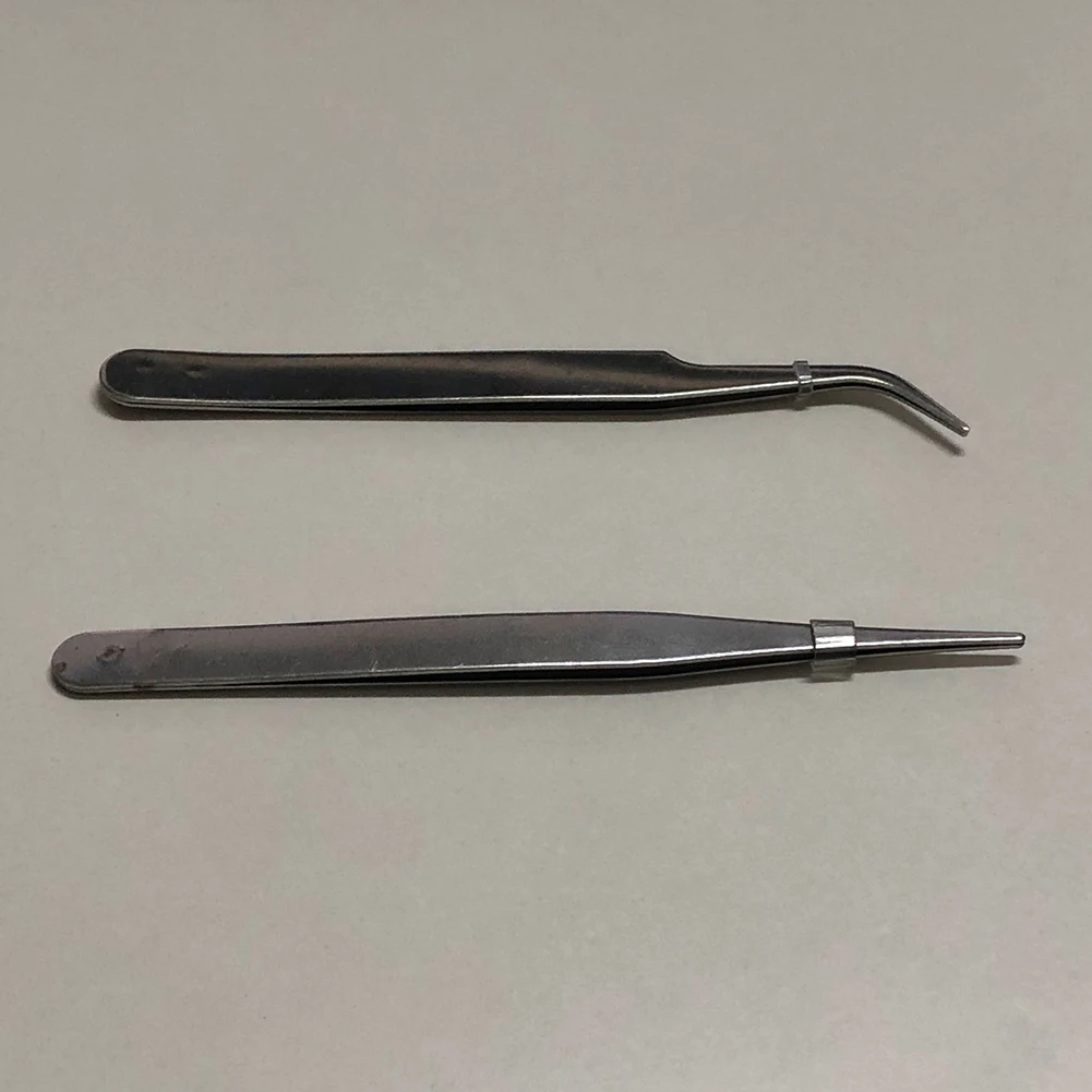 Tip Tweezers 2pcs Tweezers Anti-magnetic Curved Straight Dismantling Mini Tweezers Repair Tool For Picking Up Parts