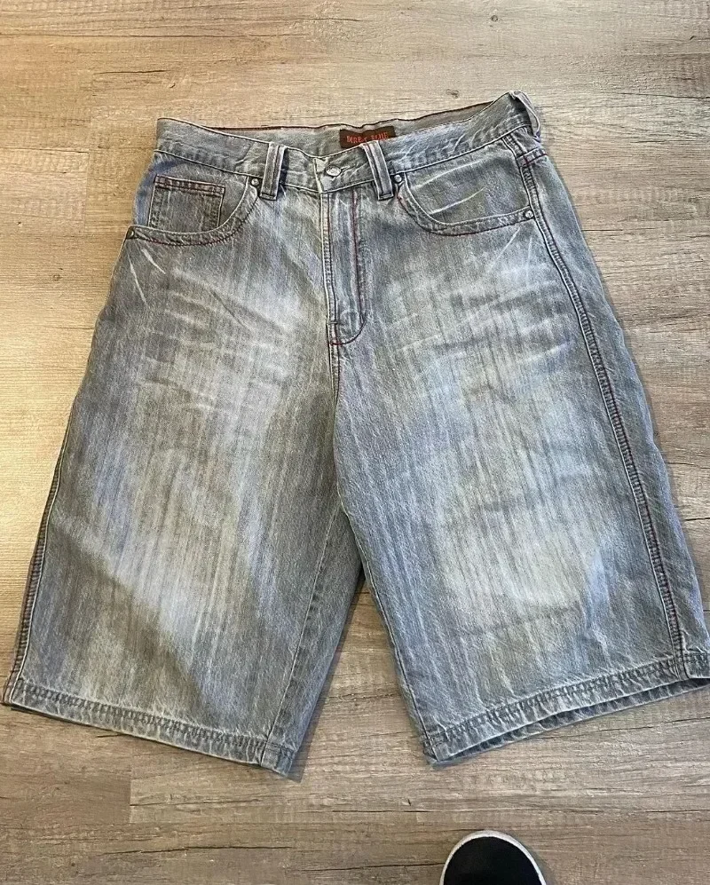 Short en denim baggy brodé pour hommes et femmes, Streetwear Y2K, Streetwear rétro, Shorts de basket-ball Harajuku, viser de survêtement décontractés, Nouveau