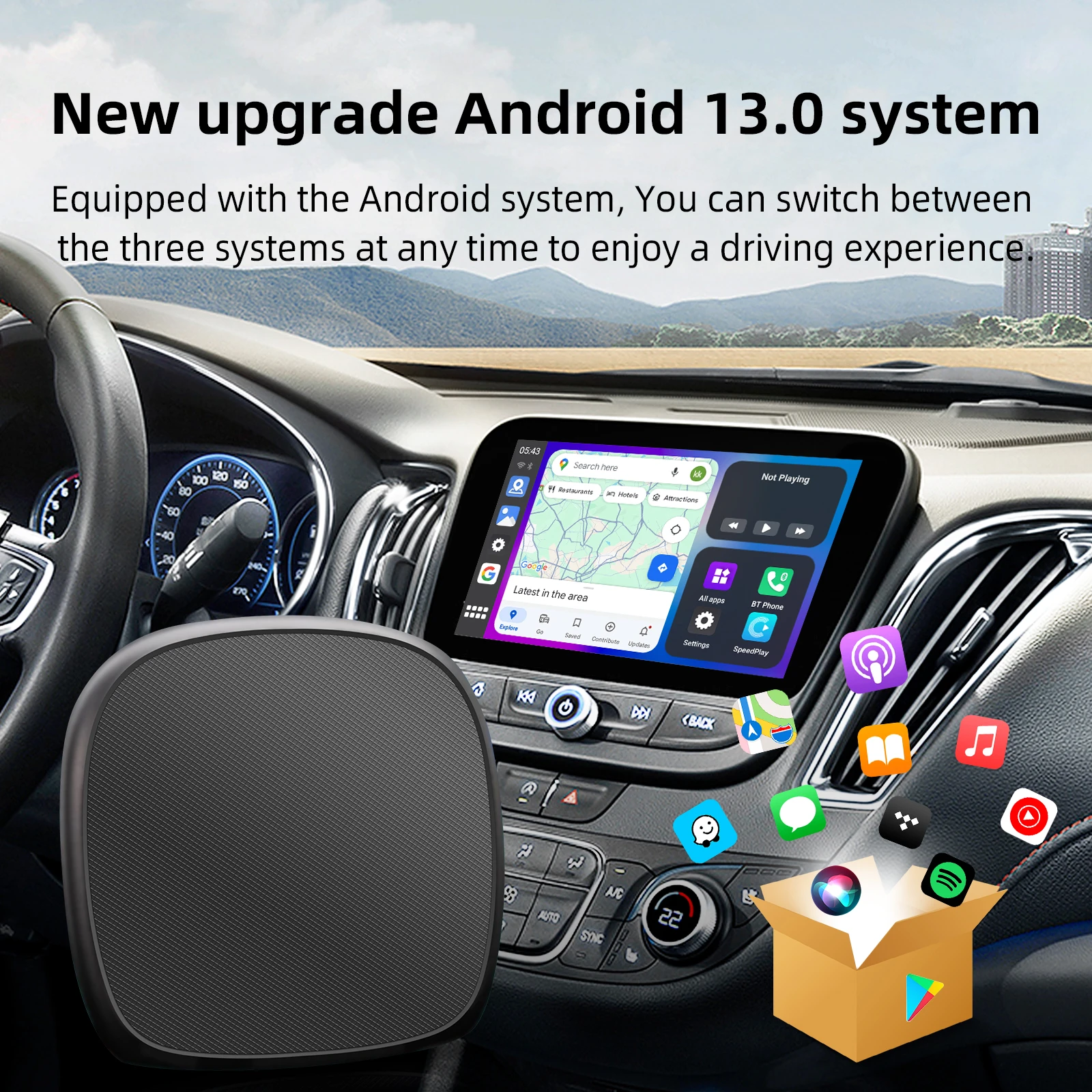 Ezonetronics CarPlay Android Ai Box Wired To Wireless carplay Android Octa-core 4G+64G 8G+128GPlug and Play Support HDMI output