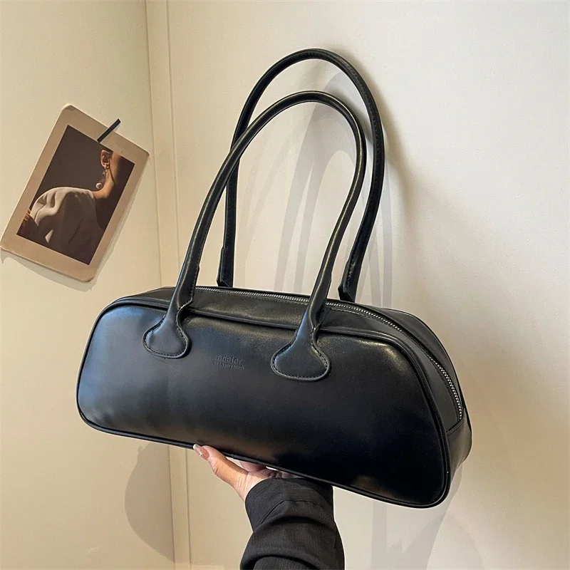 Meet You Autumn Vintage Large Capacity Zipper Shoulder Bag for Women New Trend Office Lady Underarm Bag Female Commuter Handbag