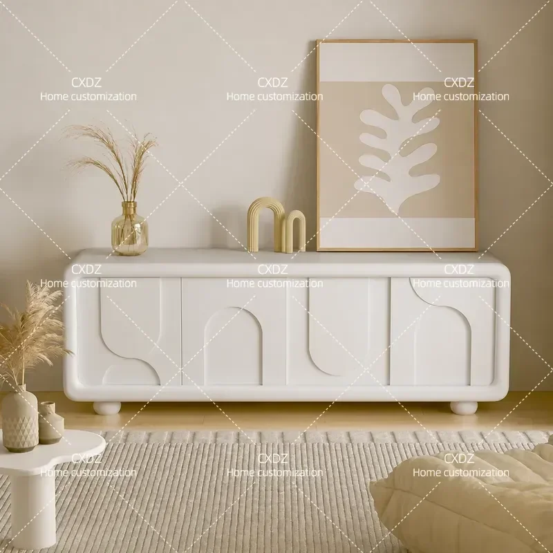 Nordic Painted TV Cabinet Creative Art Living Room Audio Visual Cabinet Modern Simple Floor Storage Unit for Small Apartments