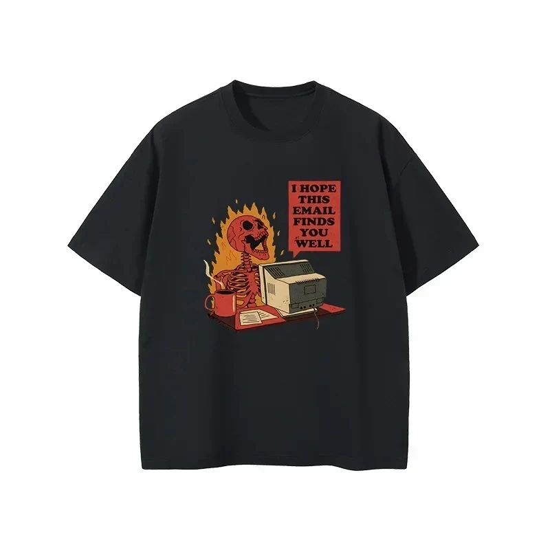 

Мужская футболка с круглым вырезом и короткими рукавами с принтом черепа, большие размеры, нарисованная вручную футболка с граффити для мужчин и женщин