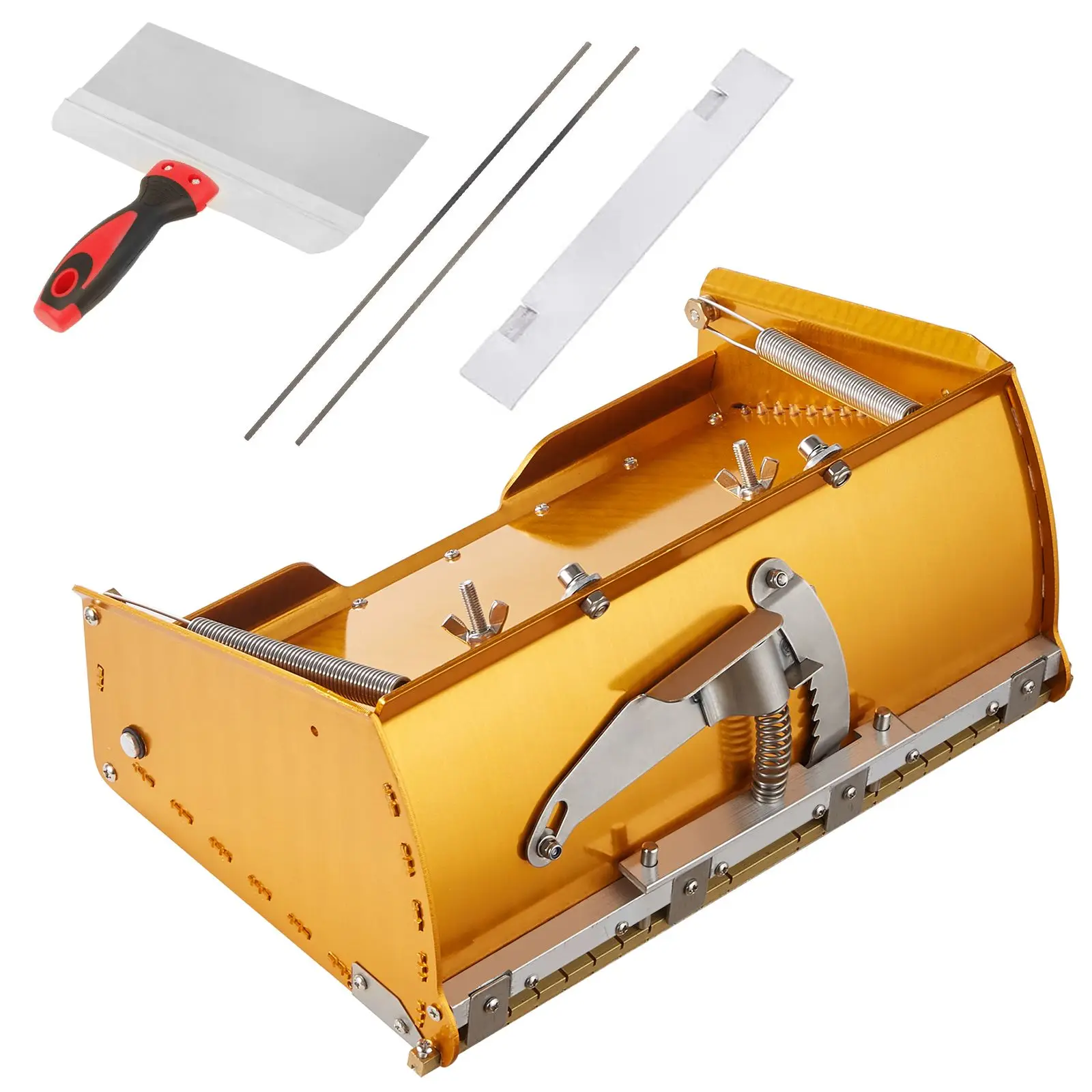 Drywall Flat Box, 10-Inch Wide Quick Clean, Aluminum Finishing Mud Box for Plasterboard, Wallboard, Sheetrock, Bonus Mudguard, E
