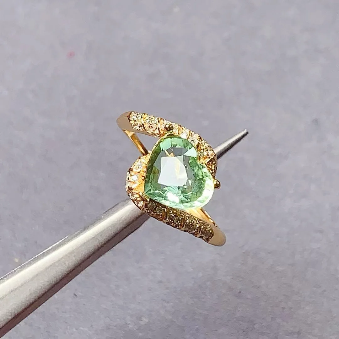 

KJJEAXCMY High End Women's Ring Natural Tourmaline S925 Silver with Electroplating Boasting High Clarity Full Brilliance