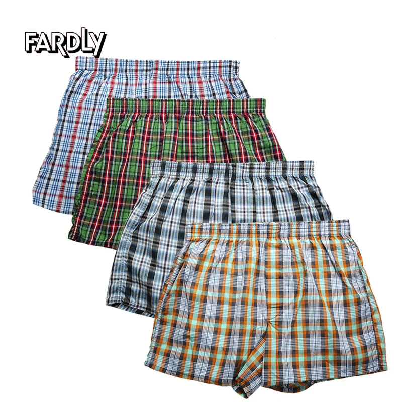 3pcs/set 100% cotton men's classic checkered shorts, fashionable casual loose boxer shorts, comfortable skin friendly underwear