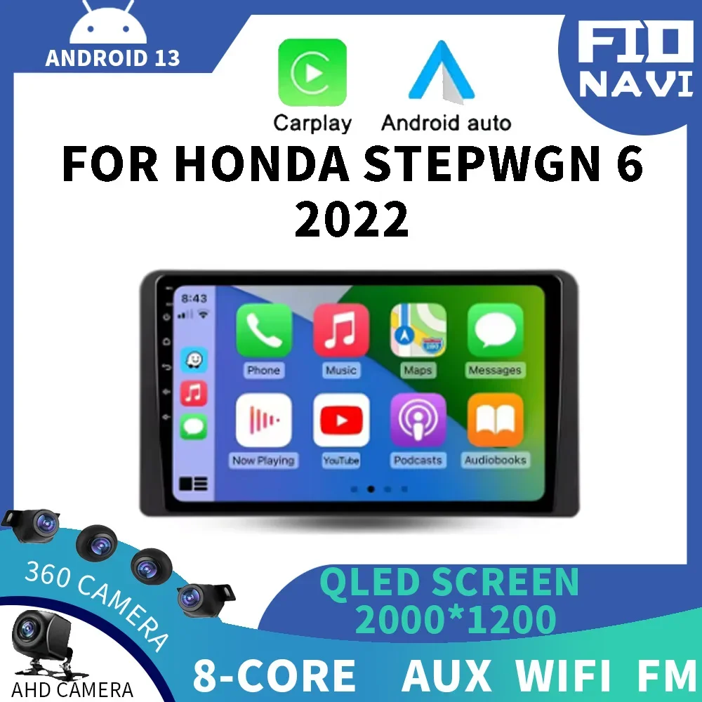 For Honda Stepwgn 6 Android 14 Car Radio Multimedia Video Player Navigation Stereo GPS 2022 Model Car Radio Touch Screen Carplay