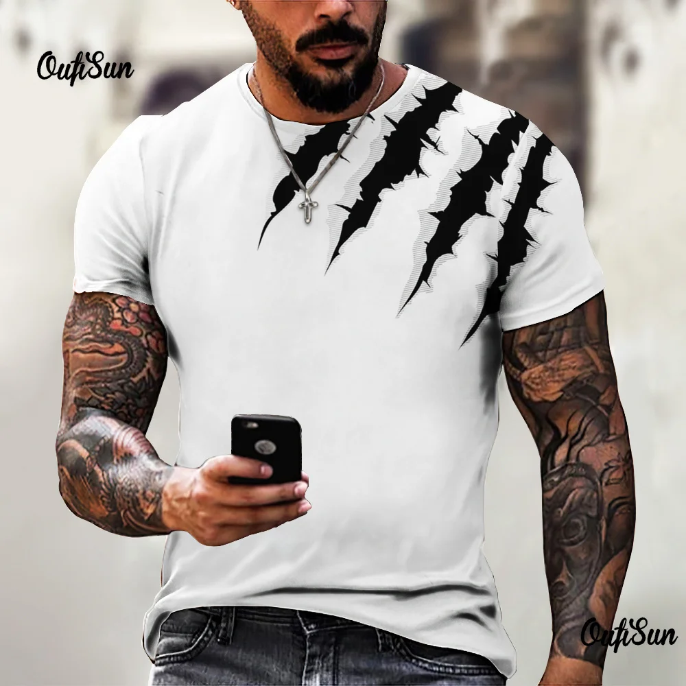 Fashion T-Shirts For Men 3d Animal Claw Printed Men's Clothing Street Designer Short Sleeved Loose Oversized Tshirts Casual Tops