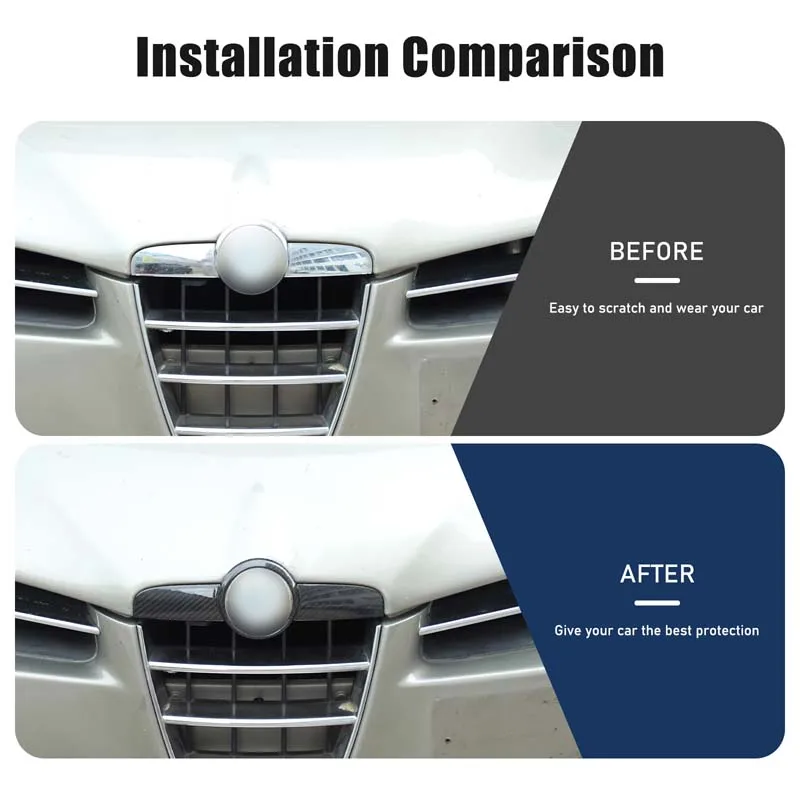 For Alfa Romeo 159 Brera Spider 2004-2011 Real Carbon Fiber Car Front Hood Logo Decorative Cover Sticker Car Accessories
