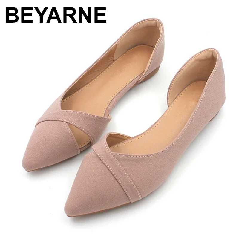 BEYARNEFashion Casual Flat Shoes Woman New Summer Breathable Comfortable Soft-soled Shoes Pointed Toe Shallow Flat Women Shoes