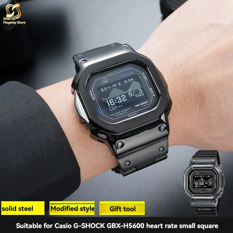 For Casio Intelligent Heart Rate Square 3586 GBX-H5600 Series Solid Stainless Steel 316L High Quality Case and Strap Accessories