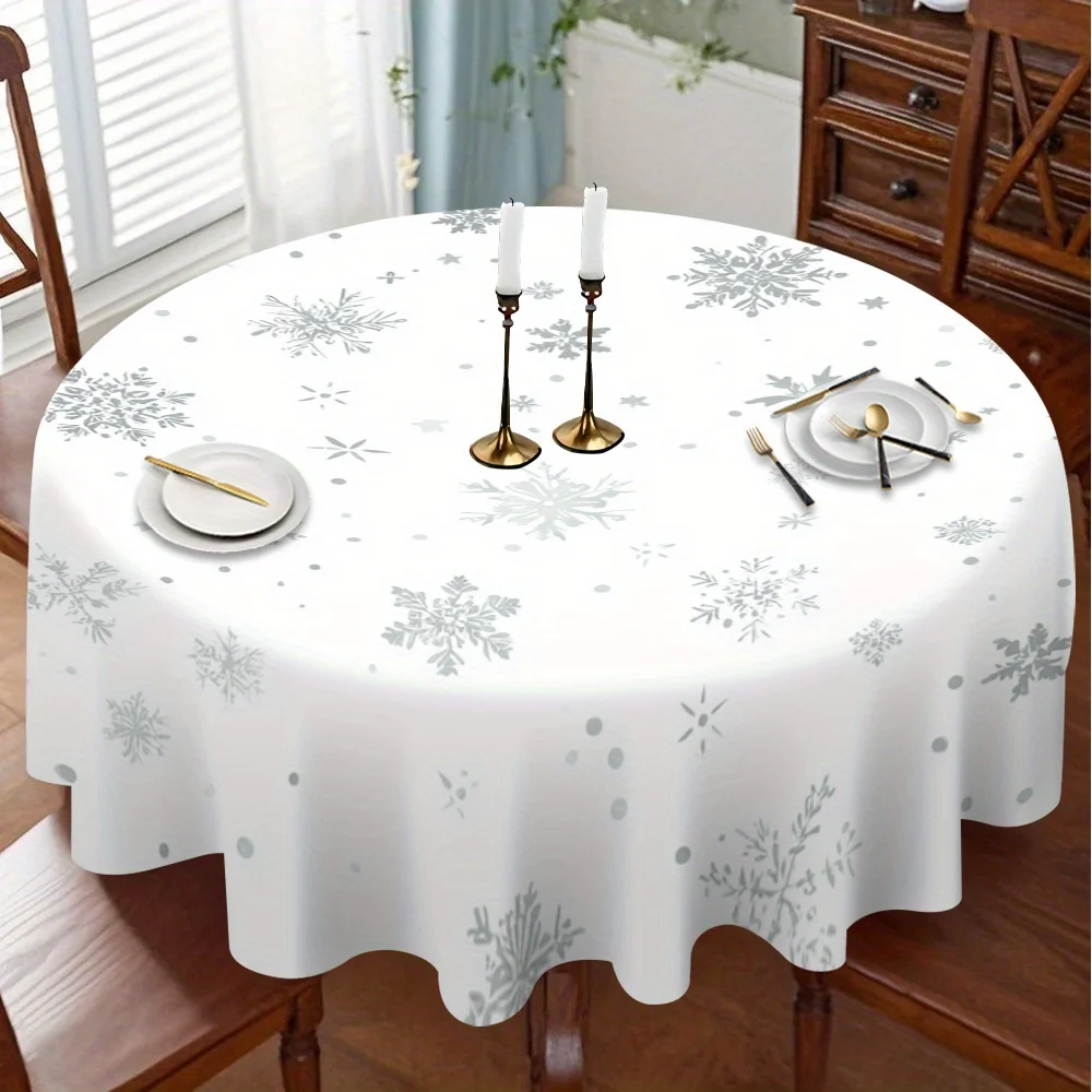 One piece of winter snowflake-shaped tablecloth design, creating a seasonal dining stylexzj