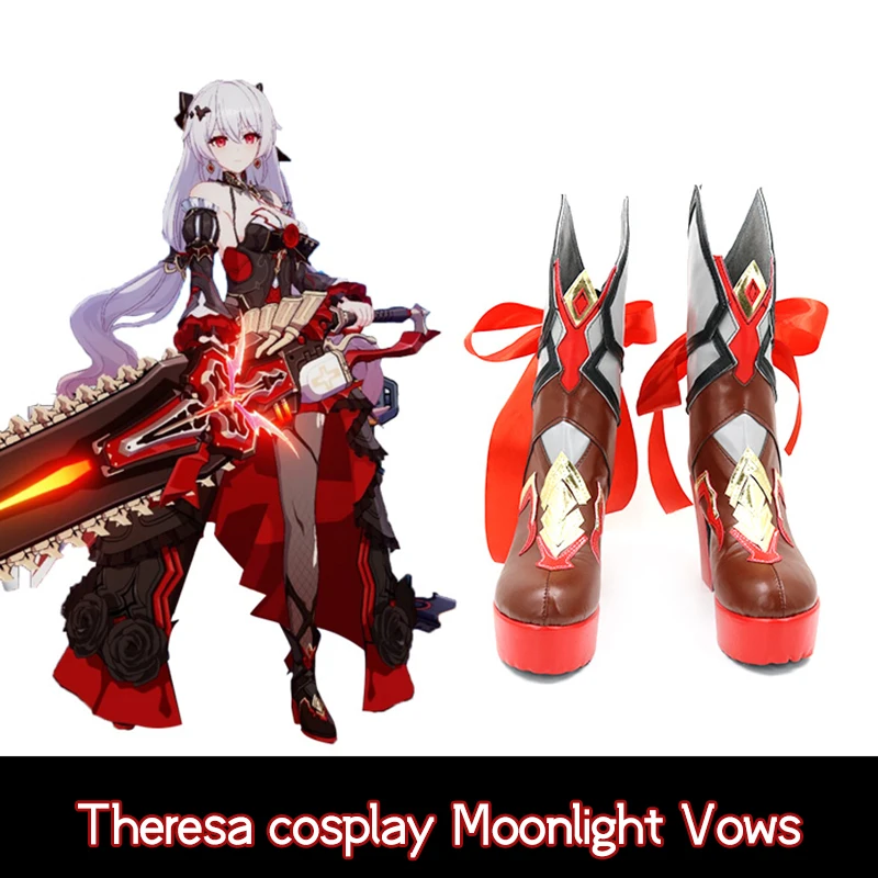 

Honkai Impact Theresa Cosplay Moonlight Vows Red high heels shoes Anime Cos Female Prop Shoes Customized