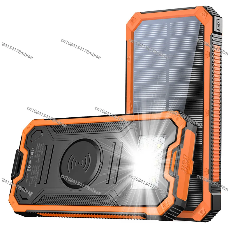 Outdoor Waterproof Wireless Charging Solar Charging Treasure 20000 Mah Fast Charging Mobile Power Supply