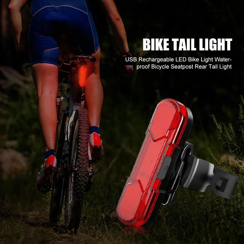 Safety Warning Bicycle Rear Light USB Rechargeable LED Bike Light Waterproof Bicycle Seatpost Cycling Tail Light