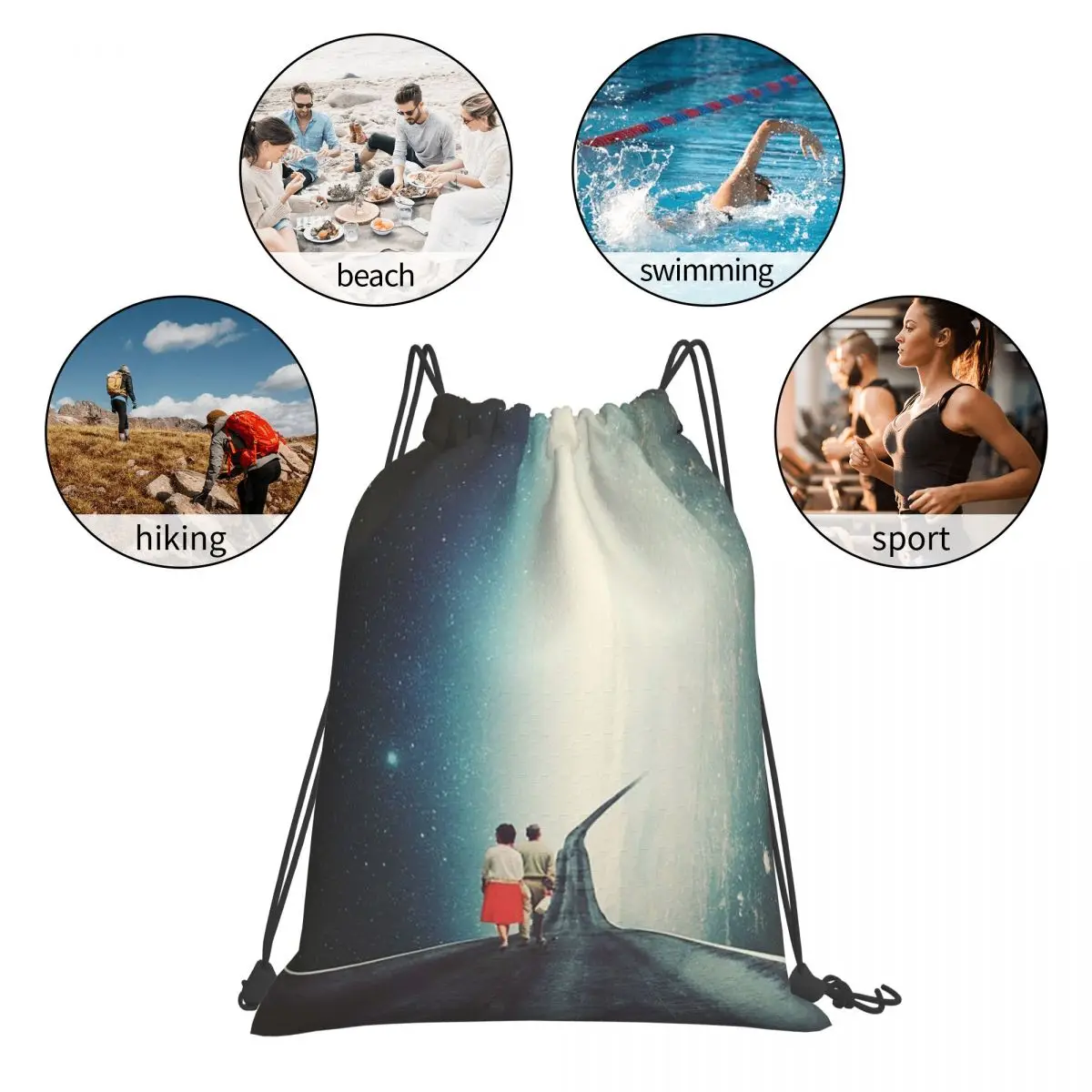 Just Walk Beside Me バックパックファッションポータブル巾着バンドルポケットシューズバッグブックバッグ男性女性学生