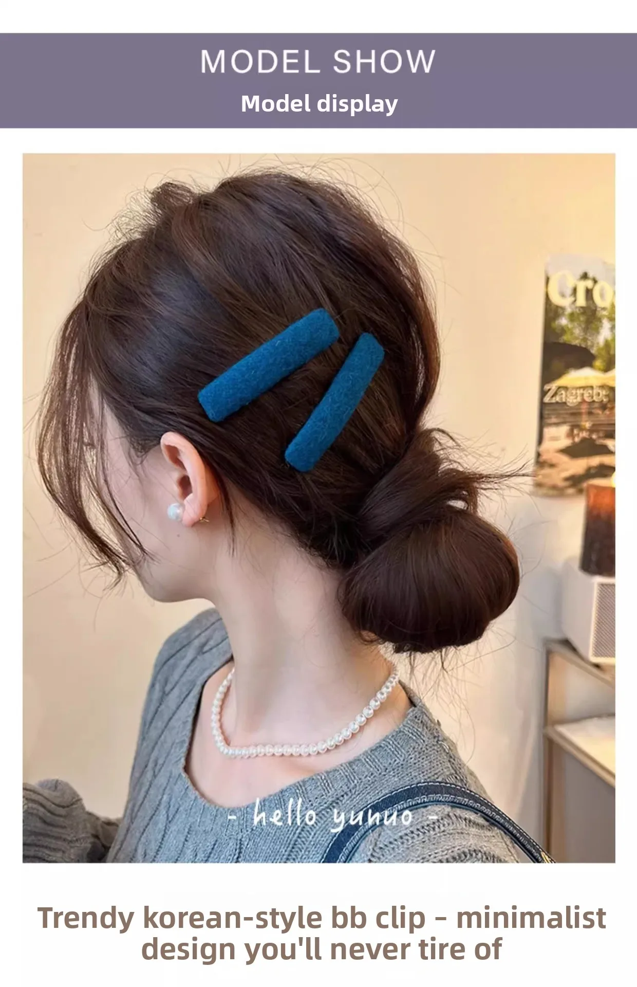 1 Paar nordische, minimalistische Samt-Haarnadeln mit Vintage-Motiv, geeignet für den täglichen Pendelverkehr, romantisches Dating, als Temperament-Kopfbedeckung – Detail 1