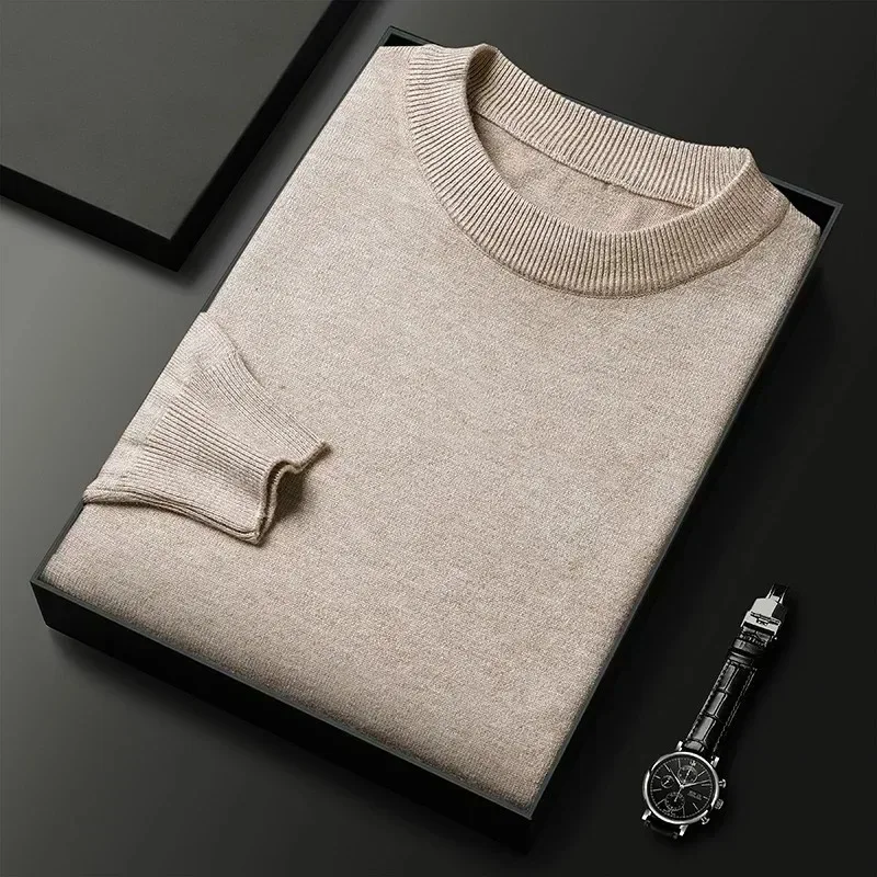 

Trendy Layering Sweater, Double-Turn High Neck Wool Pullover for Men, Soft and Warm Knitwear