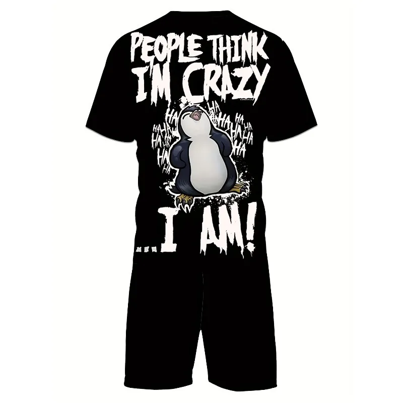 2025 3D Pattern T-shirt Shorts Set for Casual Men's Outdoor Sports Summer Fashion Trend Street Polyester Fiber Wear Daily