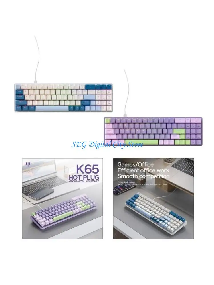 

U75B RGB Hot-swap USB Gaming Mechanical Keyboard 78Keys Blue/Red Switches Customized Mechanical Keyboard Two Color Injection