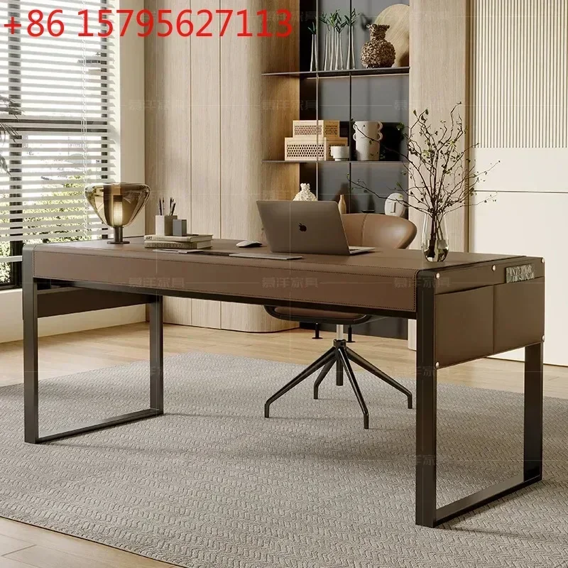 

Итальянский минималистичный стол, дизайнерский стол для домашнего кабинета, высококачественный стол из седельной кожи с подъемной столешницей, офисный стол, приставной стол для пикника