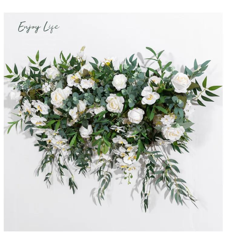 100CM Künstliche Grünblätter Kamelienblumen-Reihe Wandbehang Blumenhintergrund Hochzeit Fenster Hotel Outdoor-Event-Dekoration Großhandel – Detail 6
