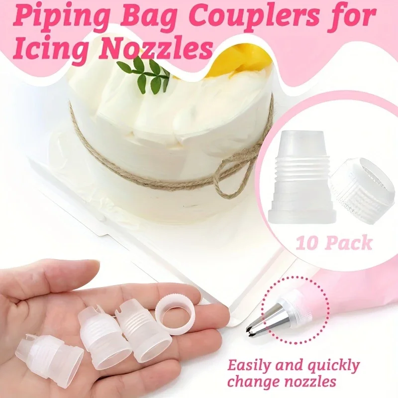 10Pcs Small Cake Decorating Nozzle Converter Set,Food Safe Nozzle Adapters for Pastry, Baking and Kitchen Tools,Durable Plastic
